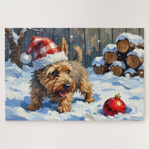 Spirited Cairn Terrier Dog Digging for Christmas T Jigsaw Puzzle