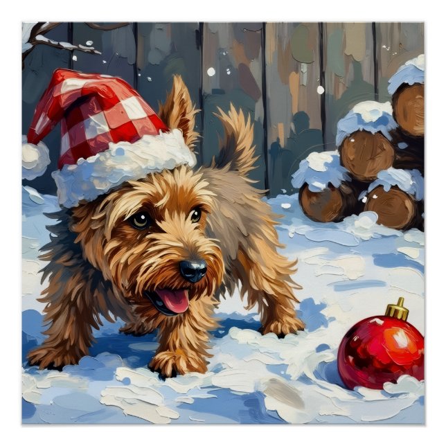 Spirited Cairn Terrier Dog Digging for Christmas T Poster (Front)