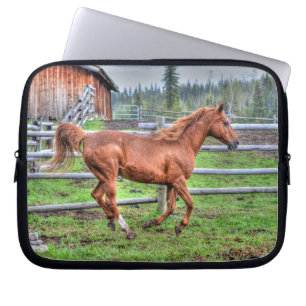 Spirited Dun Pony, Horse Running on Ranch I Laptop Sleeve