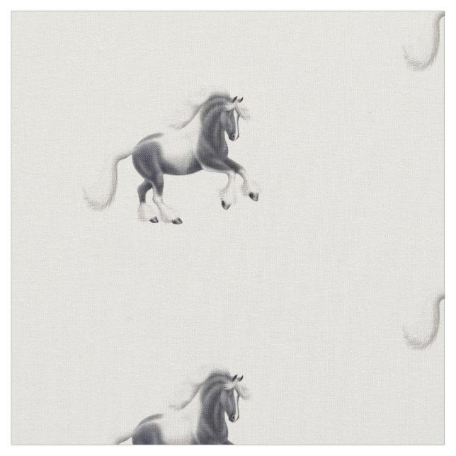 Spirited Gypsy Vanner Horse Fabric (Close Up)