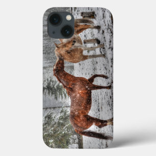 Spirited Horses in the Snow series iPhone 13 Case
