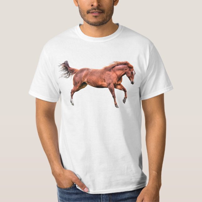 Spirited Red Dun Horse Running Cantering Playing T-Shirt (Front)