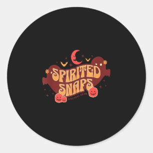 Spirited snaps spectral grins retro halloween classic round sticker