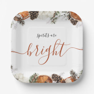 Spirits Are Bright Citrus Holiday Party Paper Plate