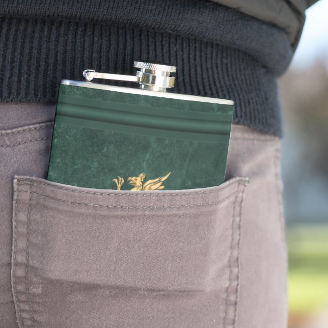 Spirits & Beverage Flasks - Green & Gold (In Situ)