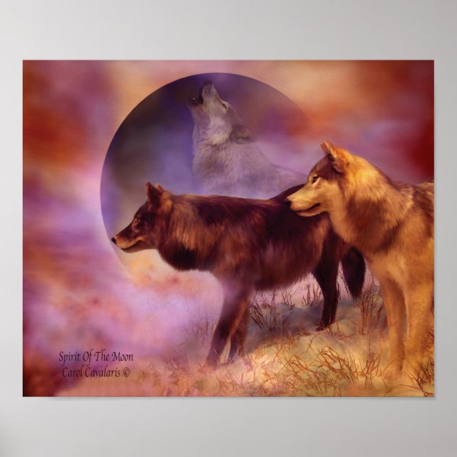 Spirits Of The Moon Wolf Art Poster/Print Poster (Front)