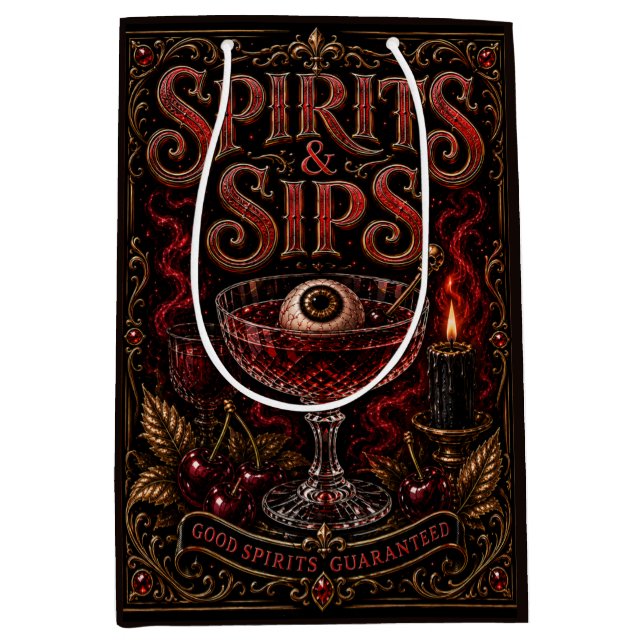 Spirits & Sips Halloween Cocktail Party Medium Gift Bag (Front)