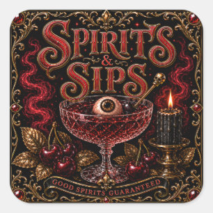 Spirits & Sips Halloween Cocktail Party Square Sticker