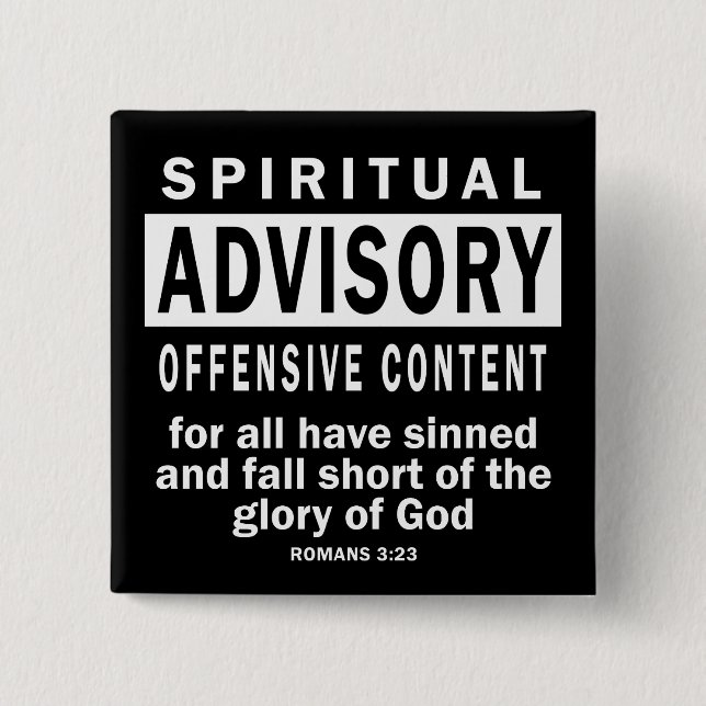 Spiritual Advisory Romans 3:23 Christian Quotes 15 Cm Square Badge (Front)