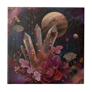 Spiritual Amethyst Energy Celestial Pattern Ceramic Tile