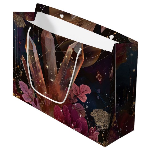 Spiritual Amethyst Energy Celestial Pattern Large Gift Bag (Front Angled)
