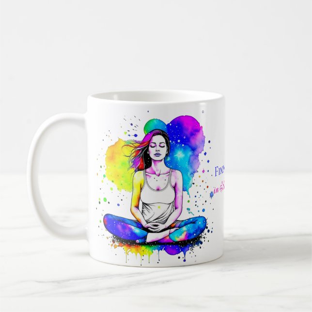 Spiritual Art Lady Meditating Personalised  Coffee Mug (Left)