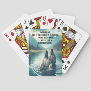 Spiritual Baptism Beneath Snowy Mountain Peaks Playing Cards