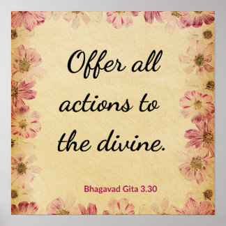 Spiritual Beige Pink Gita Offer Actions Floral Poster