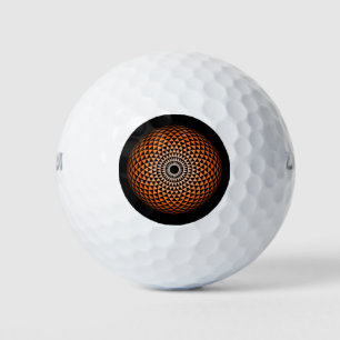 Spiritual Black Orange Mandala Geometric Art Golf Balls