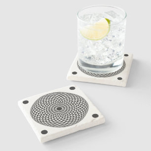 Spiritual Black White Mandala Geometric Art Stone Coaster