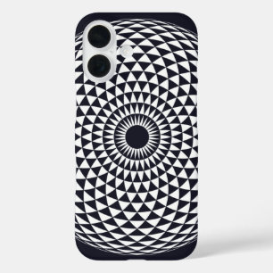 Spiritual Black White Mandala Geometric Vector Art iPhone 16 Case