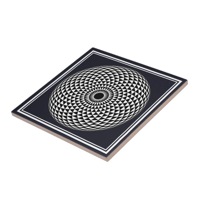 Spiritual Black White Mandala Geometric Vector Art Ceramic Tile (Side)