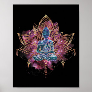 Spiritual Buddha In Lotus Flower Magic Meditation  Poster
