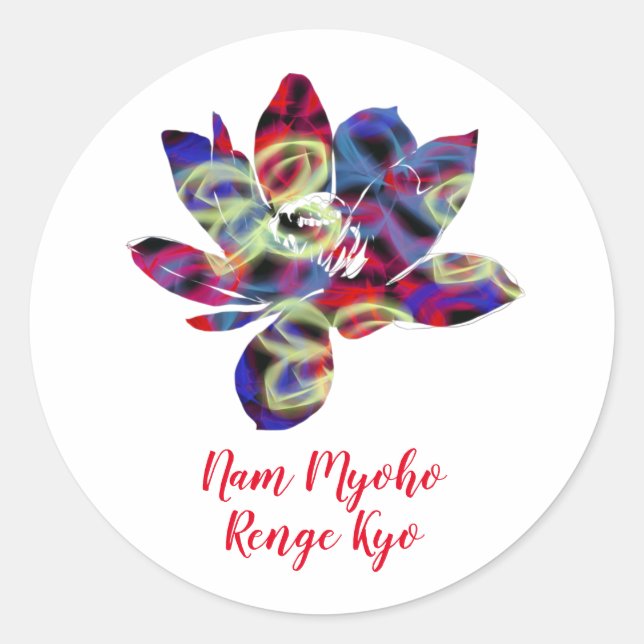 Spiritual Butterflies Flower Nam Myoho Renge Kyo Classic Round Sticker (Front)