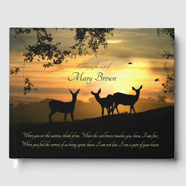 Spiritual Celebration of Life Deer and Poem Guest  Guest Book (Front)