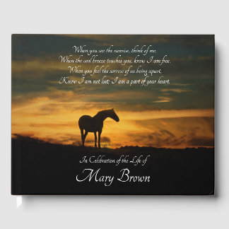 Spiritual Celebration of Life Horse and Sunset Gue Guest Book