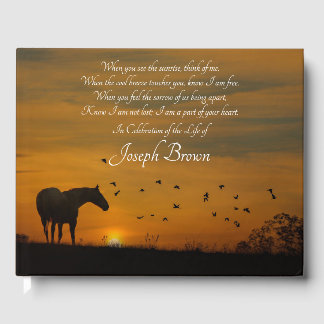 Spiritual Celebration of Life Horse Sunset Birds Guest Book