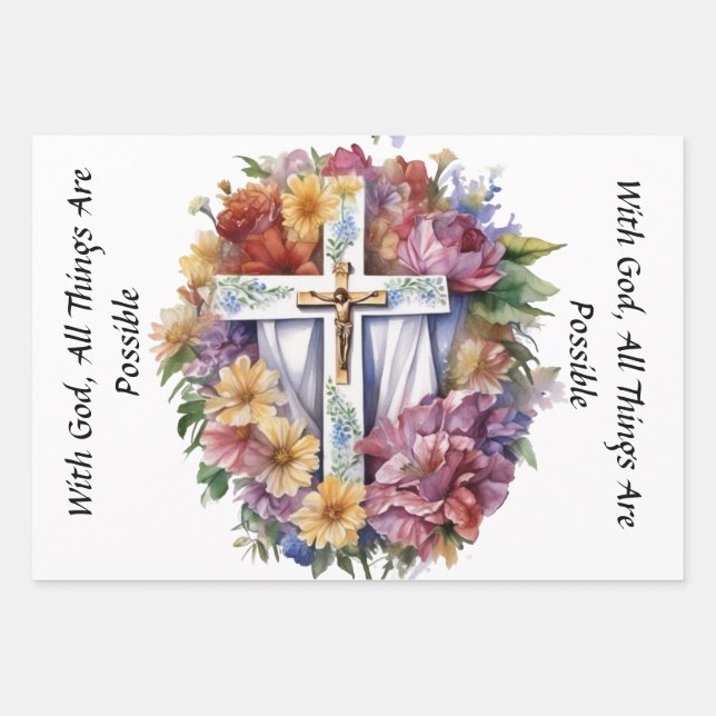 Spiritual Christian Symbols for Comfort Wrapping Paper Sheet (Front)