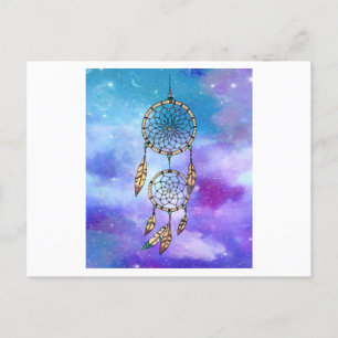 Spiritual Colourful Dream Catcher Feather Postcard