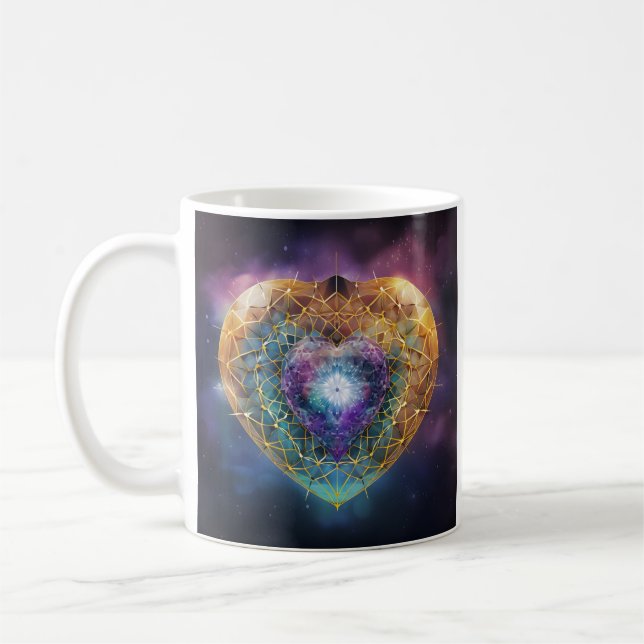 spiritual cosmic heart love symbol  coffee mug (Left)