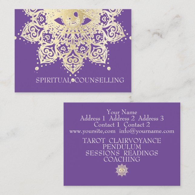 Spiritual Counselling, Tarot, Psychic  Business Ca Business Card (Front/Back)