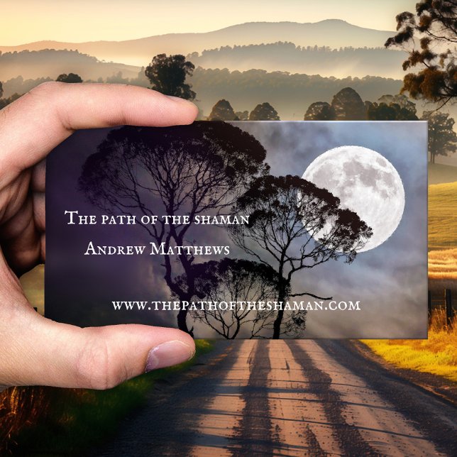 Spiritual Counsellor Shaman Photo Business Card (Spiritual shaman business card featuring a moon shining through the trees - with photo or QR code)