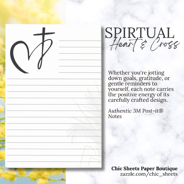 Spiritual Cross & Heart Lined 3M Post-it® Notes (Creator Uploaded)