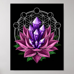 Spiritual Crystals Lotus Poster