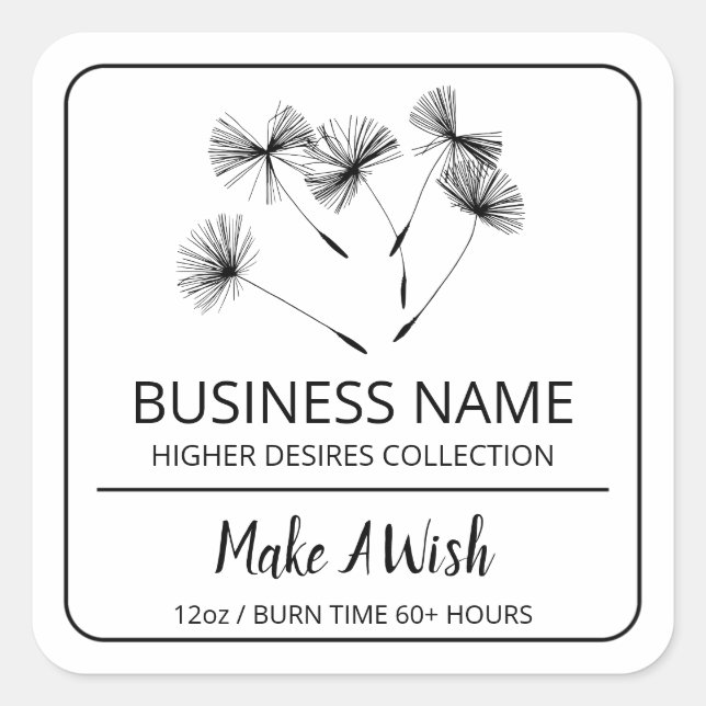 Spiritual Dandelion Seed White Soy Candle Labels (Front)