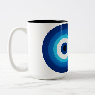 Spiritual Decor: The Timeless Blue Evil Eye Two-Tone Coffee Mug