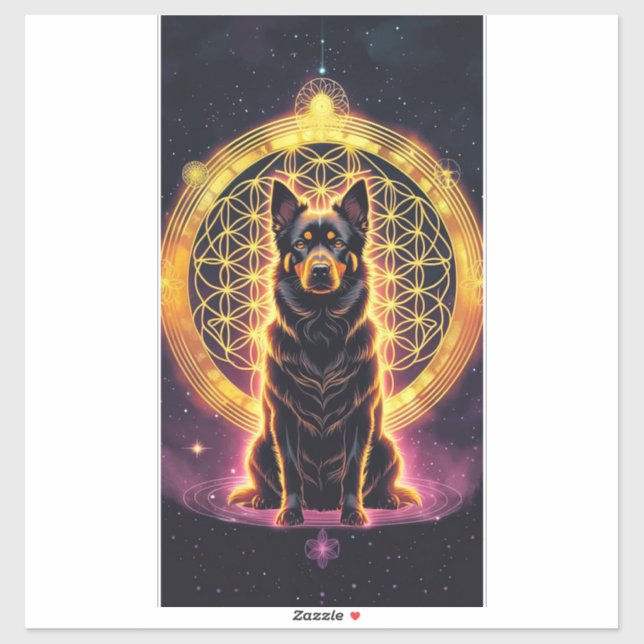 Spiritual Dog with Golden Mandala & Flower of Life (Sheet)