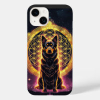 Spiritual Dog with Golden Mandala & Flower of Life