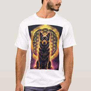 Spiritual Dog with Golden Mandala & Flower of Life T-Shirt