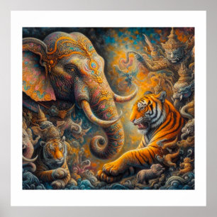spiritual elephant tiger poster