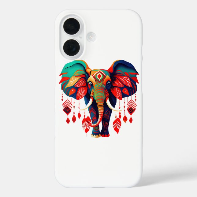 Spiritual Elephant with Red Feathers Case-Mate iPhone Case (Back)