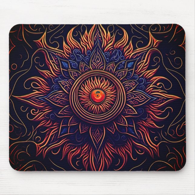 Spiritual Flaming Eye Mandala Mouse Pad (Front)