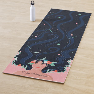 Spiritual Galaxy Stars & Florals Woman Beauty Yoga Mat