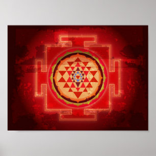 Spiritual Grunge Shree Yantra Poster