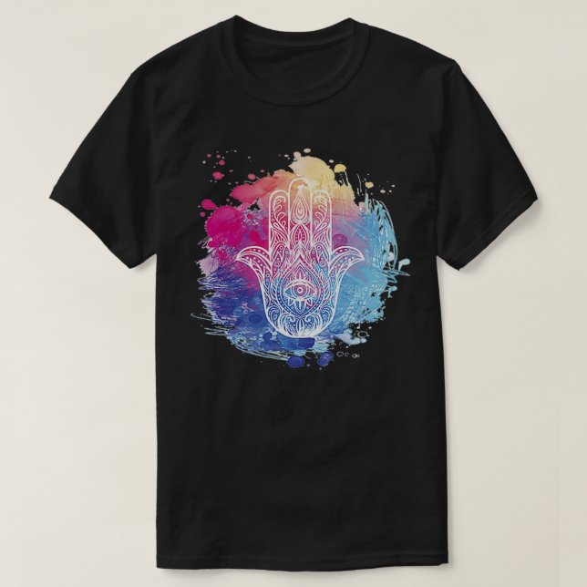 Spiritual Hamsa Mystic Eye Third Eye Hamsa Hand Bu T-Shirt (Design Front)