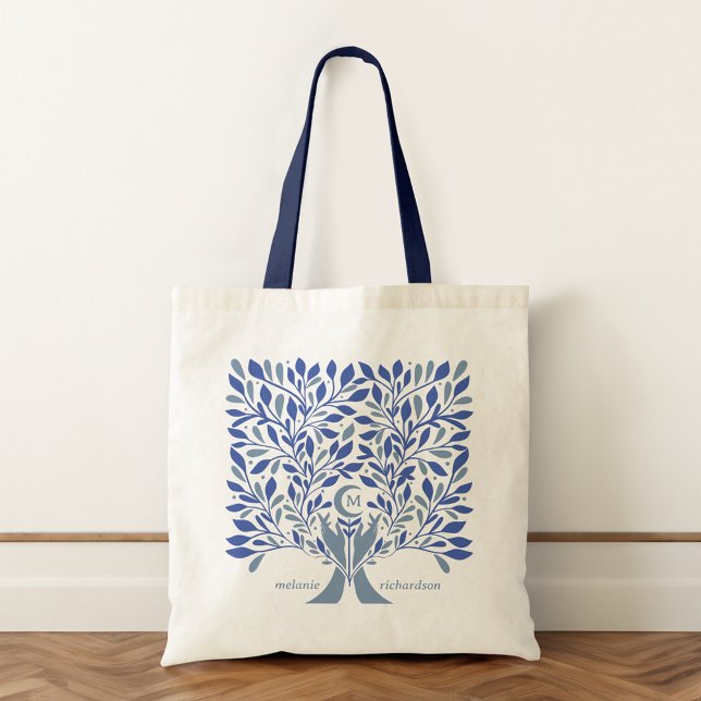 Spiritual Hands Celestial Crescent Moon Monogram  Tote Bag (Spiritual Hands Celestial Crescent Moon Monogram Tote Bag)