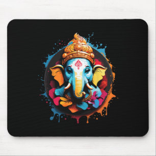 Spiritual Hindu Ganesh Retro Diwali Festival Yoga  Mouse Pad