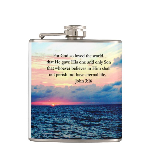 SPIRITUAL JOHN 3:16 PHOTO HIP FLASK (Front)