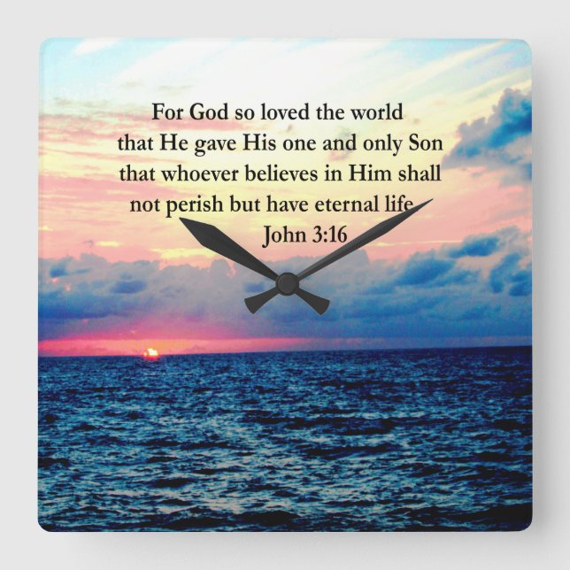 SPIRITUAL JOHN 3:16 PHOTO SQUARE WALL CLOCK (Front)