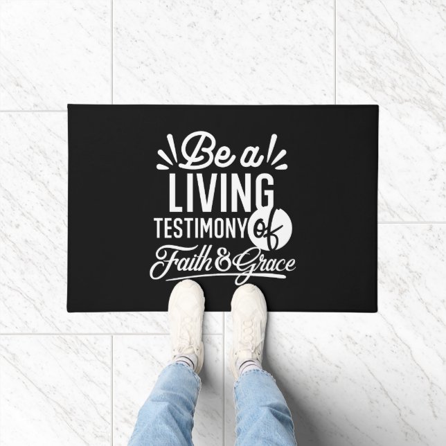 Spiritual Living Testimony Faith and Grace Quote Doormat (Indoor)